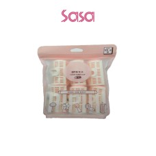 DOUBLE LAYER SPRING CLIPS HAIR ROLLERS 6PCS (PINK)